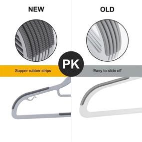 img 3 attached to 🧥 OIKA Hangers 30-Pack: Space-Saving Coat Hanger with Upgraded Non-Slip Pants Holders, 360° Swivel Hook, 16.5 Inches, Gray