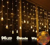 aipertop curtain string lights christmas & halloween, 96 leds 3.5m, 8 modes, home/office/party/bar holiday decor, multicolor (warm white) логотип