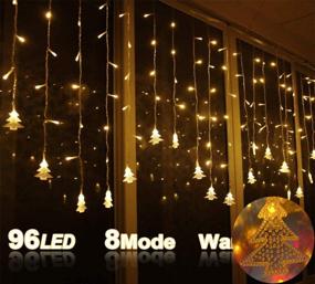 img 4 attached to AiPertop Curtain String Lights Christmas & Halloween, 96 LEDs 3.5M, 8 Modes, Home/Office/Party/Bar Holiday Decor, Multicolor (Warm White)