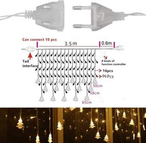 img 2 attached to AiPertop Curtain String Lights Christmas & Halloween, 96 LEDs 3.5M, 8 Modes, Home/Office/Party/Bar Holiday Decor, Multicolor (Warm White)