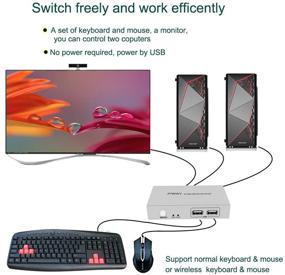 img 2 attached to 🖥️ 2x1 HDMI KVM Switch - 2 Port, UHD 4K@30Hz, Plug & Play, Hotkey Switching, Supports Wireless Keyboard and Mouse, Silver