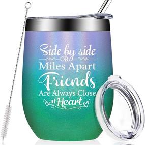 img 4 attached to 🧜 Women's Best Friend Gift, Friendship Birthday Gifts for Sisters, Female BFF - 12 oz Glitter Mermaid Wine Tumbler