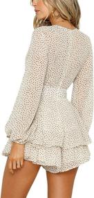 img 1 attached to Aimcoo Floral Print V-Neck Jumpsuit with Long Bubble Sleeve, Polka Dots, and Layered Ruffle Hem - Stylish Casual Rompers for Summer