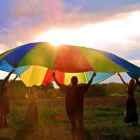 img 3 attached to 🎉 Sonyabecca 20ft Kids Play Parachute Game with 16 Handles for Party