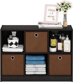 img 1 attached to 📚 Furinno 99940 EX/BR 3x2 Bookcase Storage with Bins, Espresso/Brown: Space-saving Organizer with Storage Bins