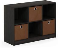 📚 furinno 99940 ex/br 3x2 bookcase storage with bins, espresso/brown: space-saving organizer with storage bins логотип