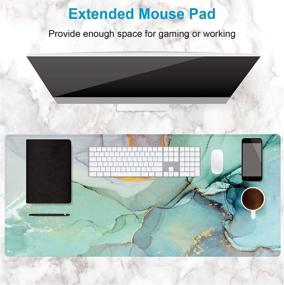 img 3 attached to iDonzon Extended Gaming Mouse Pad: Extra Large XXL Desk Mat with Cute Abstract Marble Design, Waterproof, Non-Slip Base & Stitched Edges - Perfect for Work and Gaming