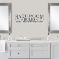 bathroom wall decor decal sticker - vinyl quote me, bath rules wash brush floss flush - bathroom decals & wall sticker (22x6, dark grey) logo