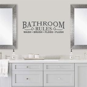 img 2 attached to Bathroom Wall Decor Decal Sticker - Vinyl Quote Me, Bath Rules Wash Brush Floss Flush - Bathroom Decals & Wall Sticker (22x6, Dark Grey)