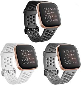 img 4 attached to 🏋️ Soft Silicone Strap Replacement Sport Wristbands for Fitbit Versa/Versa 2/Versa Lite - Bands Compatible with Men and Women, Accessories for Fitbit Versa