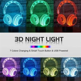 img 3 attached to 🎧 YKLWORLD Earphone Night Light: 3D Illusion Lamp with 7 Color Changing LED, Touch Sensor & USB Cable - Ideal Music Lovers Decoration, Perfect Birthday Gifts for Kids & Bedroom Ambiance