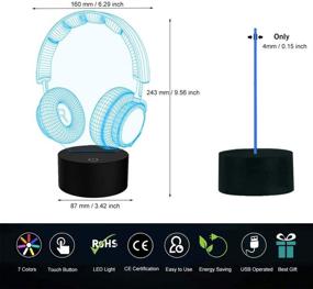 img 1 attached to 🎧 YKLWORLD Earphone Night Light: 3D Illusion Lamp with 7 Color Changing LED, Touch Sensor & USB Cable - Ideal Music Lovers Decoration, Perfect Birthday Gifts for Kids & Bedroom Ambiance