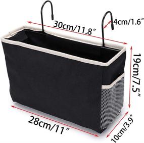 img 2 attached to 🛏️ BTSKY Bedside Caddy Black - Hanging Organizer Bag Holder for Dorm Room, Hospital Bed Rails, Baby Bed - Remote & Book Holder Bunk Bed Organizer