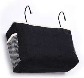 img 1 attached to 🛏️ BTSKY Bedside Caddy Black - Hanging Organizer Bag Holder for Dorm Room, Hospital Bed Rails, Baby Bed - Remote & Book Holder Bunk Bed Organizer