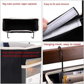 img 3 attached to 🛏️ BTSKY Bedside Caddy Black - Hanging Organizer Bag Holder for Dorm Room, Hospital Bed Rails, Baby Bed - Remote & Book Holder Bunk Bed Organizer