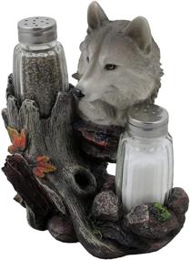 img 3 attached to 🐺 Gray Wolf Glass Salt and Pepper Shaker Set: Decorative Holder Figurine for Cabin and Rustic Lodge Décor, Perfect Tabletop Accent and Wildlife Collectible Gift