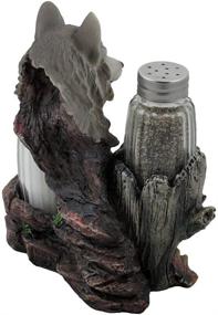 img 1 attached to 🐺 Gray Wolf Glass Salt and Pepper Shaker Set: Decorative Holder Figurine for Cabin and Rustic Lodge Décor, Perfect Tabletop Accent and Wildlife Collectible Gift
