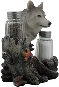 img 2 attached to 🐺 Gray Wolf Glass Salt and Pepper Shaker Set: Decorative Holder Figurine for Cabin and Rustic Lodge Décor, Perfect Tabletop Accent and Wildlife Collectible Gift