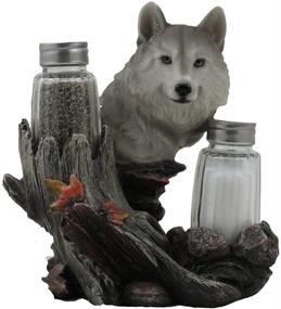 img 4 attached to 🐺 Gray Wolf Glass Salt and Pepper Shaker Set: Decorative Holder Figurine for Cabin and Rustic Lodge Décor, Perfect Tabletop Accent and Wildlife Collectible Gift