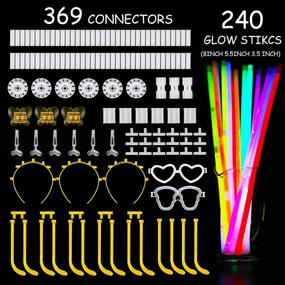img 1 attached to KarberDark Glowstick Set - 609 Pcs in Total, 240 Bulk Glow Sticks in 7 Colours with Connectors for Caps, Bracelets, Necklaces, Balls, Eyeglasses, and More - Light Up Toy Stick for Kid Party Birthdays - Glow in The Dark Stick