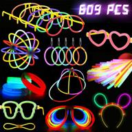 karberdark glowstick set - 609 pcs in total, 240 bulk glow sticks in 7 colours with connectors for caps, bracelets, necklaces, balls, eyeglasses, and more - light up toy stick for kid party birthdays - glow in the dark stick logo