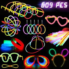 img 4 attached to KarberDark Glowstick Set - 609 Pcs in Total, 240 Bulk Glow Sticks in 7 Colours with Connectors for Caps, Bracelets, Necklaces, Balls, Eyeglasses, and More - Light Up Toy Stick for Kid Party Birthdays - Glow in The Dark Stick