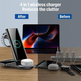 img 2 attached to 🔌 Convenient 4-in-1 Wireless Charging Station: Jonwelsy Qi Fast Charger for Samsung Galaxy Watch, iPhone 12 Pro Max, and AirPods