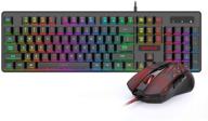 redragon s107 gaming keyboard and mouse 🎮 combo: mechanical feel, rgb led backlit, 3200 dpi, black logo