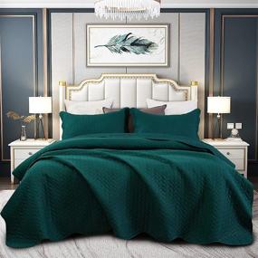 img 4 attached to 🛏️ Teal Blue King Quilt Set - 3 Piece Ultrasonic Reversible Bedspread - Soft Microfiber Coverlet - 1 Quilt & 2 Pillow Shams - Lightweight Bedding Set