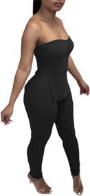 img 3 attached to Knitted Bodycon Outfits Jumpsuits Playsuits Women's Clothing for Jumpsuits, Rompers & Overalls