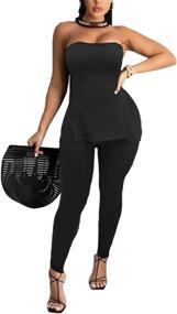 img 4 attached to Knitted Bodycon Outfits Jumpsuits Playsuits Women's Clothing for Jumpsuits, Rompers & Overalls