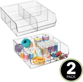 img 3 attached to mDesign Double Wide Open Craft Storage Organizer Bin Caddy - Convenient 2 Pack, Perfect for Cabinets, Closets, Drawers, Desks, and Tables