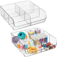 mdesign double wide open craft storage organizer bin caddy - convenient 2 pack, perfect for cabinets, closets, drawers, desks, and tables логотип