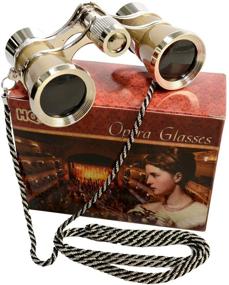 img 4 attached to Enhance your Opera Experience with HQRP's Crystal Clear Optic Opera 🎭 Glasses - Golden with Silver Trim, Necklace Chain included - 3x Magnification