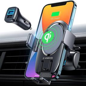 img 4 attached to 🚗 2021 Upgraded VANMASS Qi Wireless Car Charger Mount - 15W Fast Charging for iPhone 12, Samsung S21, Pixel 4XL, LG - Auto Clamping, Air Vent Holder Charger
