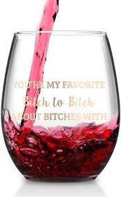 img 3 attached to 🍷 You're My Favorite Stemless Wine Glass: Funny Gift for Women, Friends, Girlfriend, Coworker - 15Oz Stemless Wine Glass with Gold Words