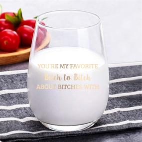 img 2 attached to 🍷 You're My Favorite Stemless Wine Glass: Funny Gift for Women, Friends, Girlfriend, Coworker - 15Oz Stemless Wine Glass with Gold Words