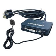 dvi kvm switch with cables - 2 port, 2 in 1 out: keyboard, video, mouse control for 2 computers with dvi+usb input ports and 1 monitor with dvi ports logo