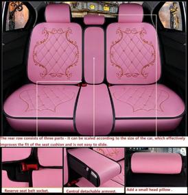 img 3 attached to 👑 JOJOHON Crown Car Seat Covers: Luxurious Winter Leather Seats in Pink – Unisex, Fully Surrounded, PU Leather and 3D Breathable Fabric