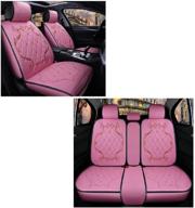 👑 jojohon crown car seat covers: luxurious winter leather seats in pink – unisex, fully surrounded, pu leather and 3d breathable fabric logo