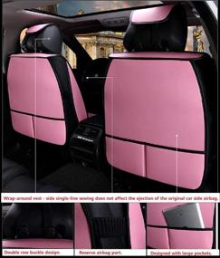 img 2 attached to 👑 JOJOHON Crown Car Seat Covers: Luxurious Winter Leather Seats in Pink – Unisex, Fully Surrounded, PU Leather and 3D Breathable Fabric