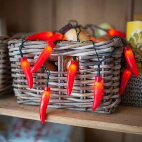 img 4 attached to 🌶️ Vibrant Red Chili Pepper LED String Lights for Kitchen, Battery Operated - Set of 20