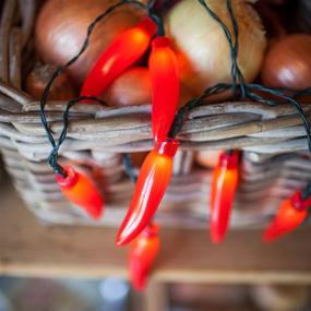 img 3 attached to 🌶️ Vibrant Red Chili Pepper LED String Lights for Kitchen, Battery Operated - Set of 20