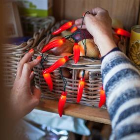 img 2 attached to 🌶️ Vibrant Red Chili Pepper LED String Lights for Kitchen, Battery Operated - Set of 20