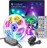 🔮 nexillumi 16.4 ft remote music sync led strip lights - color changing rgb led lights for bedroom with smd5050 technology logo