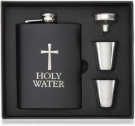 🍶 hip flask for liquor, funny holy water flask, 8oz stainless steel with funnel - discreet shot drinking of alcohol, whiskey, rum, vodka - great gift for men and women - us-aki-27 (holy water flask) logo