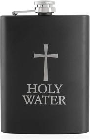 img 2 attached to 🍶 Hip Flask for Liquor, Funny Holy Water Flask, 8oz Stainless Steel with Funnel - Discreet Shot Drinking of Alcohol, Whiskey, Rum, Vodka - Great Gift for Men and Women - US-AKI-27 (Holy Water Flask)