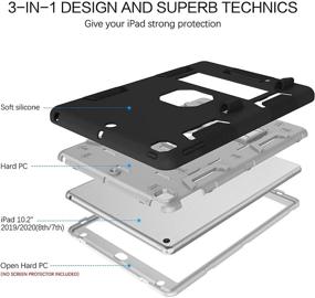 img 1 attached to 📱 BENTOBEN iPad 9th Gen/8th Gen/7th Gen Case, iPad 10.2 2021/2020/2019 Case, 3-in-1 Heavy-Duty Shockproof Protective Cover with Stand and Pen Holder, Black/Gray