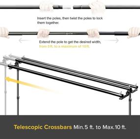 img 1 attached to Julius Studio 10 x 9.6ft Triple Crossbar Backdrop Stand, Easy Length Adjustable Background Support System Kit for Photography, Video, Party, Event - JSAG667