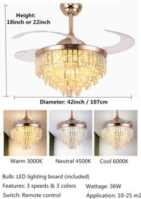 img 3 attached to A Million 42-Inch Crystal Ceiling Fan with Retractable Blades and LED Light Kit